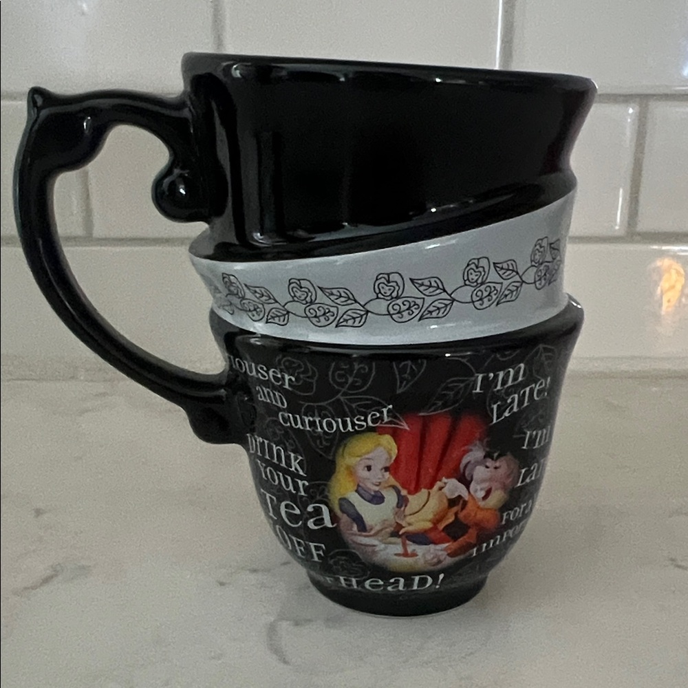Disney Parks Alice in Wonderland Black Stacked Tea Party Cup